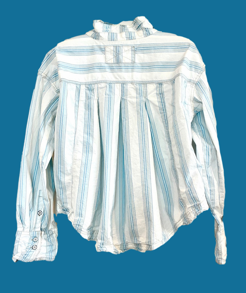 Free People Pale Blue Striped Button-Down Shirt - Picture 4 of 9